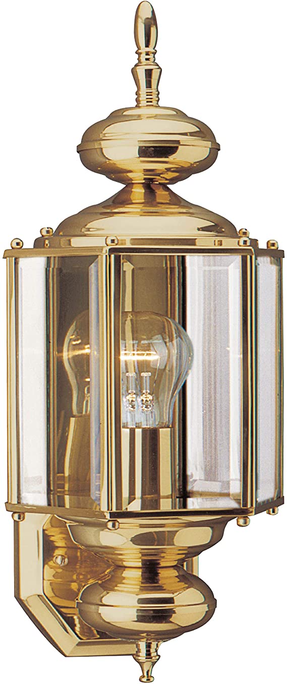 Sea Gull Lighting 8510-02 Classico Outdoor Wall Lantern Outside Fixture, 25.5'' Height, Polished Brass