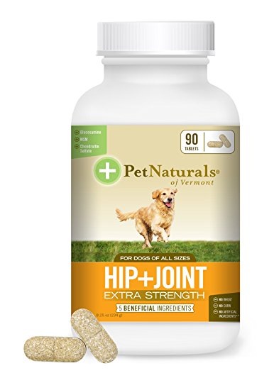 Pet Naturals of Vermont-Hip & Joint Extra Strength Supplement for Dogs-90 Chewable Tablets