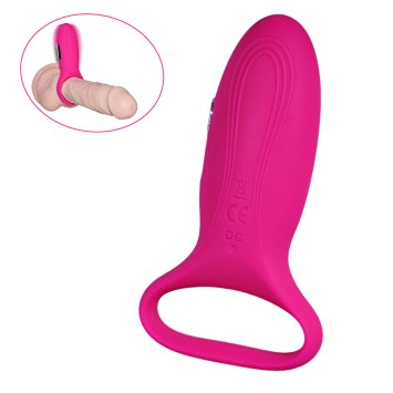 Rechargeable Cock Ring,Tracy's Dog 7-Speed Silicone Vibrating Penis Ring Couples Stimulating Sex Toy (Hot Pink)