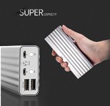 Karnotech REMAX Power Bank 20000mAh Dual USB port External Battery Pack Portable Charger Suitable for IPhone 66s IPad Samsung Galaxy Android Cellphones RP-V20 Silver