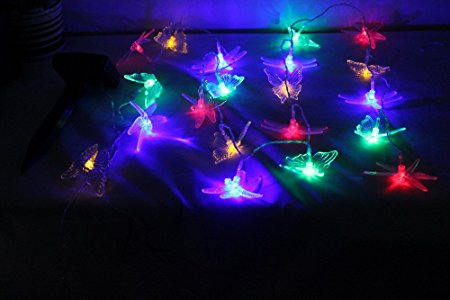 Sunnytech®solar 20led Butterfly & Dragonfly String Fairy Light Party Outdoor Garden Lamp