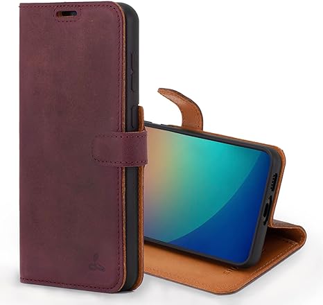 Snakehive Samsung Galaxy S23 Leather Case | Genuine Leather Wallet Phone Case with Card Holder | Flip Folio Case/Cover with Stand | Compatible with Samsung Galaxy S23 | (Plum)
