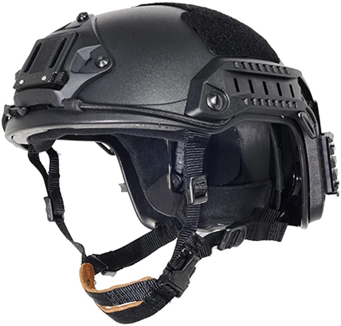 Lancer Tactical Large - X-Large Industrial ABS Plastic Constructed Maritime Helmet Adjustable Crown with 20mm Side Rail Adapter Velcro Padding NVG Shroud Bungee Retention