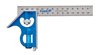 Empire Level E255M 6-Inch Pocket Combination Square With Stainless Steel Blade, Metric Graduations and True Blue Vial