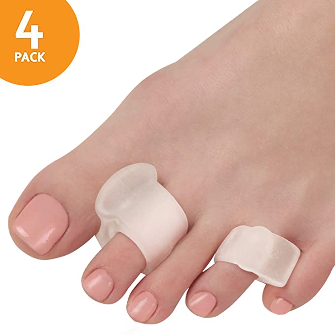 Toe Separators 4-Pack - Big and Pinky Straightener, Spacer, Spreader, Corrector for Bunion, Crooked Toes, Hammer Toe, Overlapping, Corns