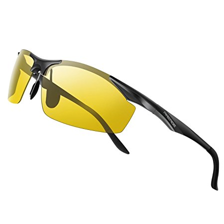 PAERDE Men's Sports Style Polarized Sunglasses for Men Driving Fishing Cycling Golf Running Al-Mg Metal Frame Ultra Light Glasses