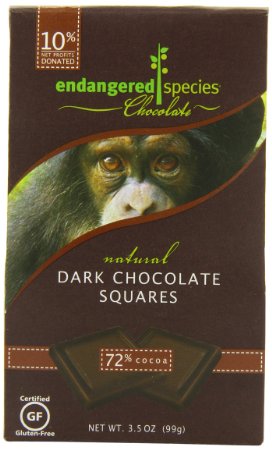 Endangered Species Chimp, Natural Dark Chocolate (72%), 10-Count Individually Wrapped Pieces (Pack of 6)