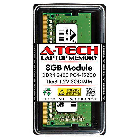 A-Tech 8GB DDR4 2400 MHz SODIMM 260-Pin PC4-19200 1Rx8 1.2V CL17 Notebook Laptop RAM Computer Memory Upgrade Module