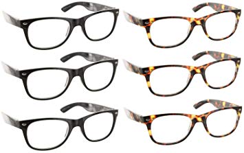 Reading Glasses 1.00 | 6 Pack Spring Hinge Trendy Readers for Men & Women [6 Pack Clear, 1.00]