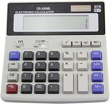 Desk Calculator, Standard Function Desktop Calculator Solar Battery Dual Power Handheld Calculator 12-Digit Large LCD Display & Big Button