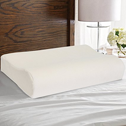 FabricMCC Memory Foam Contour Pillow, Cervical Support Pillow, Reduce Neck/Shoulder/Back Pain with Hypoallergenic Washable Cotton Cover (60x40 9/11cm)(24”x16” 3.5”/4.3”)