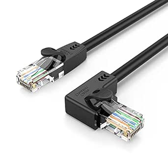 CableCreation CAT6 Ethernet Patch Cable RJ45 LAN Cable Gigabit Network Cord 90 Degree Left Angled,Bandwidth up to 250MHz 1Gbps for PC, Router, Modem, Printer, Xbox, PS4, PS3-10 Feet,Black