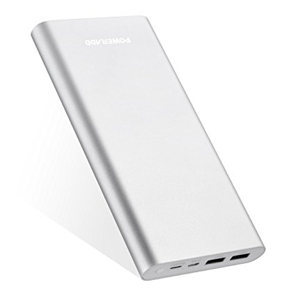 Poweradd Pliot 4GS Plus 20000mAh External Battery Pack Lightning & Micro Input Power Bank 3.6A Fast Charger for iPhone, iPad, Samsung, LG and More - Silver (Apple & Micro Cable Included)