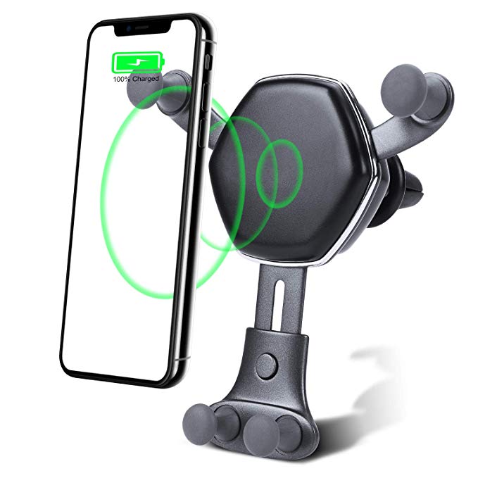Wireless Car Charger Mount- auto clamping-10W&7.5W-Fast Charger for Android Phones-Standard Charger for iPhone-Compatible All Phones That Support QI Wireless Charging