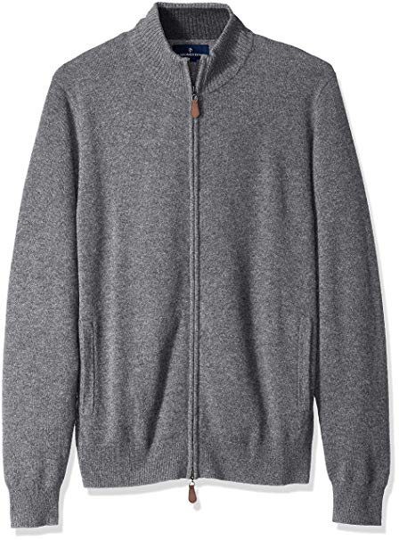 BUTTONED DOWN Men's 100% Premium Cashmere Full-Zip Sweater