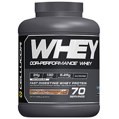 Cellucor Whey Protein Isolate & Concentrate Blend Powder with BCAA, Post Workout Recovery Drink, Gluten Free Low Carb Low Fat, Peanut Butter Marshmallow, 70 Servings