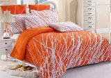 3pc Tree Duvet Cover Set Duvet Cover and Pillow Shams Orange-White King