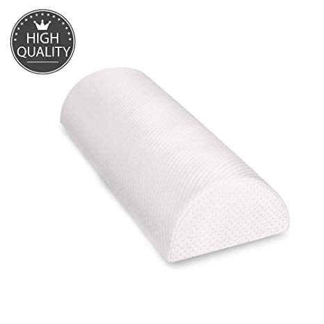 4 Position Half-Moon Bolster/Wedge Pillow with Washable Organic Cotton 100% Memory Foam - Provides Best Support for Sleeping on Side or Back - Relieve Back Neck Knee Ankle Pain