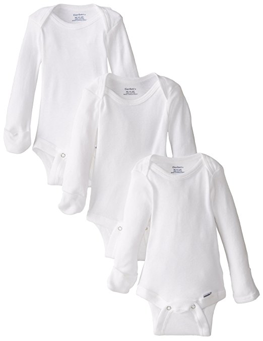 Gerber Unisex Baby 3 Pack Long-Sleeve Onesies with Mitten Cuffs