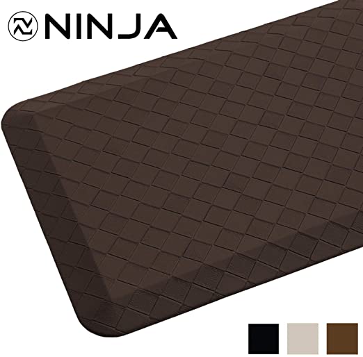 Ninja Brand Premium Anti-Fatigue Comfort Mat, 20x32 Inch, Ergonomically Engineered, Extra Support Floor Pad, Phthalate Free, Commercial Grade, for Kitchen, Gaming, Office Standing Desk Mats, Brown