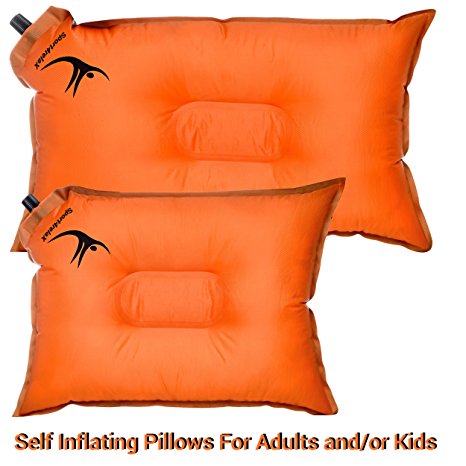 LAUNCH OFFER - Self Inflatable Camping Pillows, Compressible Air Pillow for Adults 20”x12” &/or Kids 16” x 12”, Ultralight, Non-Slip, Compact & Portable for Outdoor Trips, Backpacking, Hiking