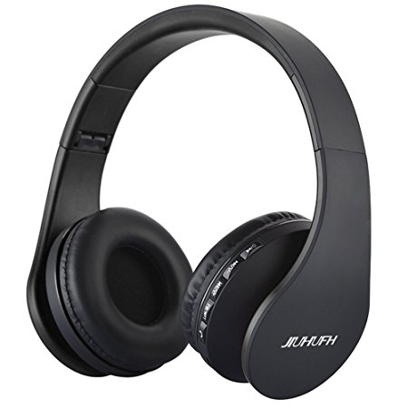 Wireless Headphones Over Ear, JIUHUFH Bluetooth Headset with Mic, Support Wireless/ Wired/ SD Card/ Radio Modes (Black)
