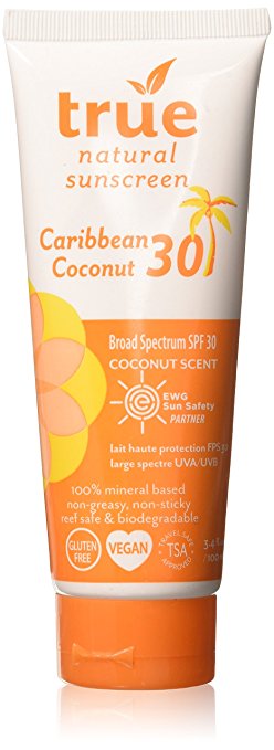 True Natural Broad Spectrum SPF 30 Caribbean Coconut Sunscreen, 3.4 Ounce