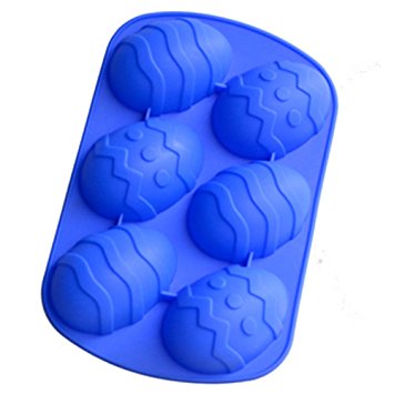 6 Even Easter Egg Shaped Silicone Bakeware