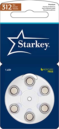 Starkey Size 312 Premium Hearing Aid Batteries 60 Pack - Long Easy Tab - Mercury-Free - Zinc Air Technology - Made in USA - Plus Keychain Battery Case (60)