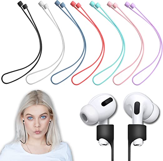 AirPods Straps, Soft Silicone Sport Earphones Anti-Lost Strap , Colorful Sports Lanyard for Apple Airpods 1&2,Pro,3rd and Other Wireless Bluetooth Headset -7 Pack (Multicolor)
