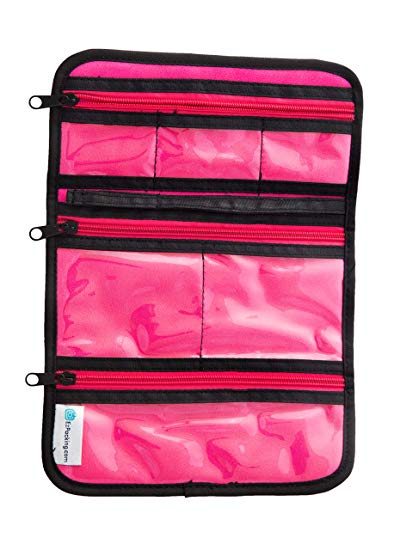 EzPacking Jewelry Roll for Home Organization and Travel/Necklaces, Rings, Bracelets, Earrings Organizer for Storage (Pink)