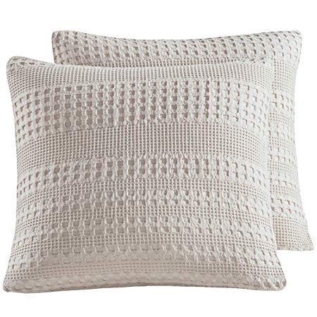 PHF Waffle Weave Euro Sham Cover 26" x 26" Throw Pillow Cover Khaki