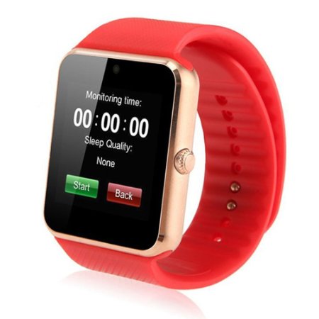 Eeoo GT08 Bluetooth 3.0 Smart Watch with Camera SIM for Samsung Sony Android Phone Gold red band