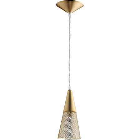 Quorum 1-light Mini-Pendant Aged Brass Finish with Mesh Shade