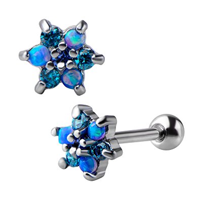 Flower Synthetic Opal Stainless Steel Cartilage Earring