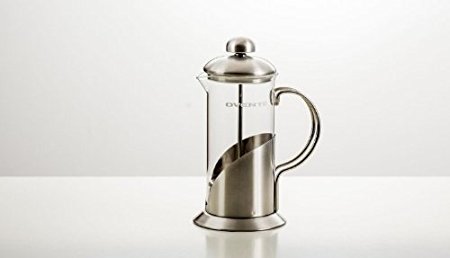 Ovente FSL12S 12oz Stainless Steel French Press Coffee Maker, Great for Brewing Coffee and Tea, 3 cup, Nickel Brushed, Leaf