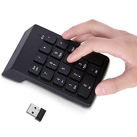 Wireless Numeric Keypad 2.4G Mini Numpad USB Receiver 18 Keys Number Pad for Laptop Desktop PC Notebook by YOHOOLYO