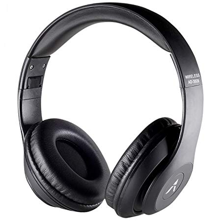Adcom Shuffle Over-Ear Wireless Bluetooth Headphones with Built-in Mic, Deep Bass & Passive Noise Cancellation (Black)