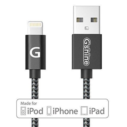Apple MFi Certified Gshine 3ft09m Durable Nylon Braided Lightning to USB Cable for iPhone 6  6 Plus Beats Pill and More Black