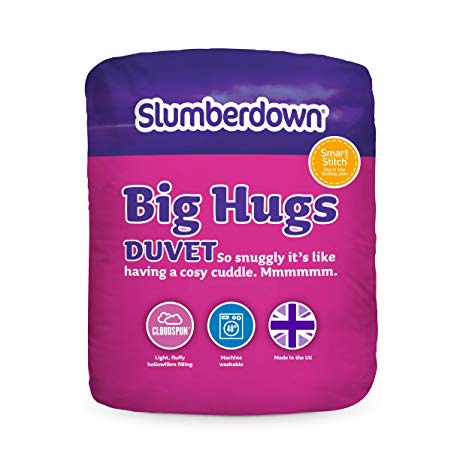 Slumberdown Big Hugs Smart Stitch Threadless Seam 13.5 Tog Duvet, Microfibre, White, King