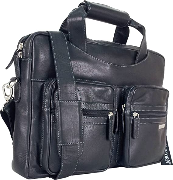 UNICORN Real Leather 16.4" laptop Netbook Ultrabook Bag Messenger Black #7N
