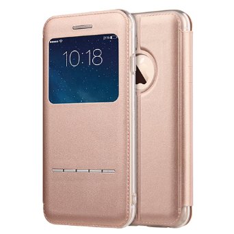 iPhone 6s Plus  6 Plus Case Benuo Touch Series View Window Folio Flip PU Leather Case Magnetic Closure Unique Case for iPhone 6 Plus  6s Plus with Stand and Metal Sensor 55 inch Rose Gold