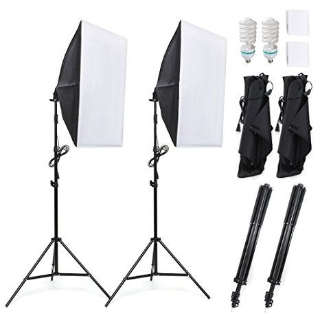 Amzdeal Softbox Photo Lighting Studio 1140W Continuous Lighting Kit 2pcs 5500K Bulbs and 50 x 70 Soft Boxes for Professional Photography