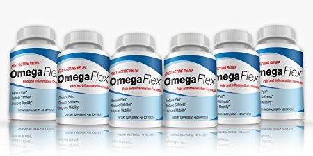 Omega Flex Joint Supplements: Joint Support to Lubricate Joints, Help Increase Blood Flow and Lessen Stiffness in 7 Days - Combines FruiteX-B, 5-Loxin, and Calamarine for Superior Joint Care ( 6 pack)