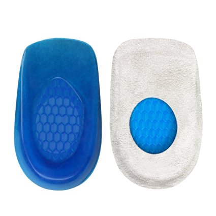 Gel Heel Cups by Envelop (Pair) - Best Shoe Inserts for Heel Spurs - Massaging Cushions Provide Foot Relief - Improves Arch Support while Relieving Sore Plantar Fascia Pain - Silicone Shock Absorbing Pads for Running - 100% Satisfaction Guarantee (US Men's 8 - 13)