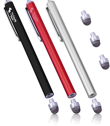 The Friendly Swede Replaceable Tip Hybrid Stylus (3 Pack), Red, Black and Silver