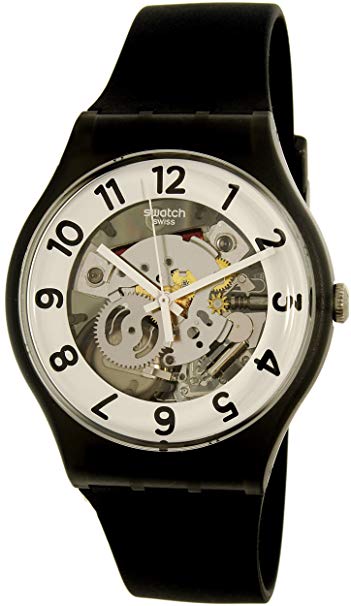 Swatch Men's Skeletor SUOB134 Black Rubber Swiss Quartz Watch