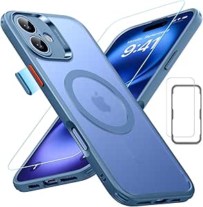 ESR for iPhone 16 Case (4 in 1) Set, Translucent Matte Case with Screen Protector, Compatible with MagSafe, Military-Grade Protection, Classic Series, Frosted Blue