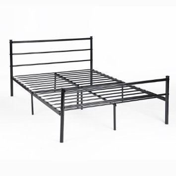 Metal Bed Frame Full Size, GreenForest 10 Legs Mattress Foundation two headboards Black Platform Bed Frame Box Spring Replacement