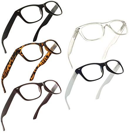 Reading Glasses 1.75 | 5 Pack Spring Hinge Trendy Readers for Men and Women [5 Pack, 1.75]